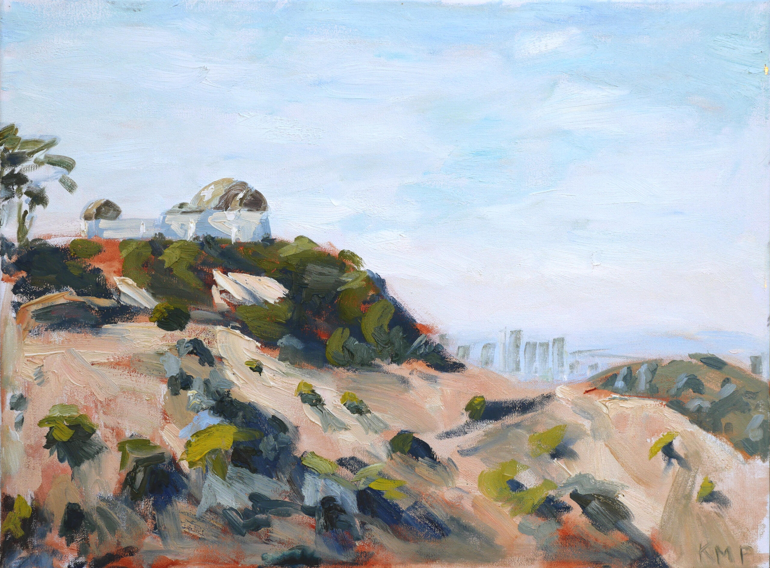 Contemporary landscape painting of Mount Hollywood with Los Angeles in background