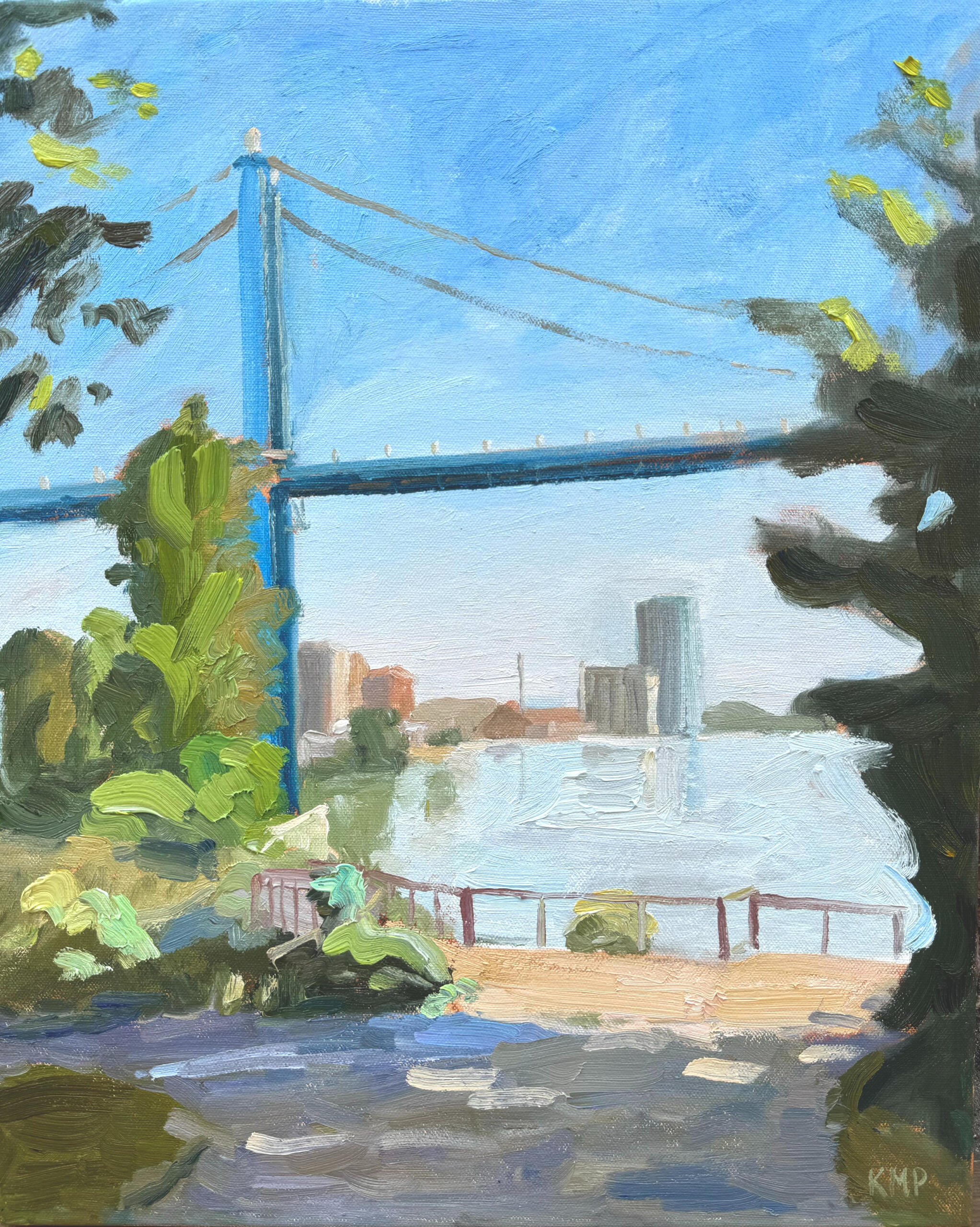 Oil painting of Toledo, OH skyline.